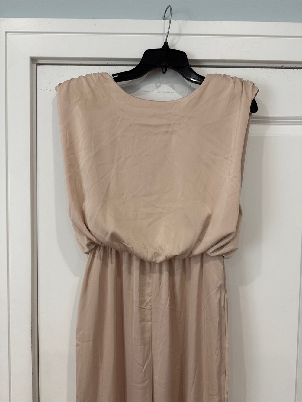 Nasty Gal Satin Shoulder Padded Wide Leg Jumpsuit Champagne Size 10 NWT - Picture 4 of 8